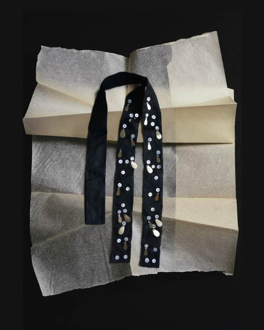 BUFANDA ORGANZA BOTONES NEGRO