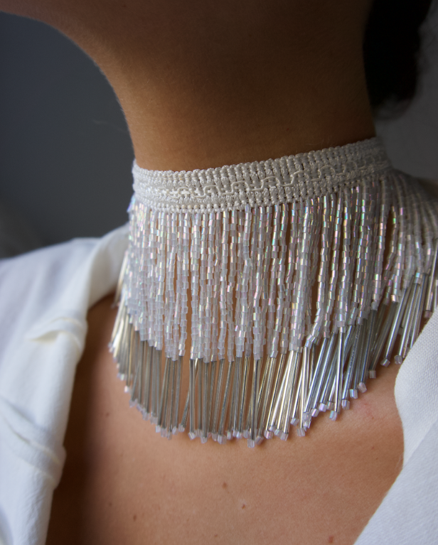 CHOKER I Abalorios Blanco