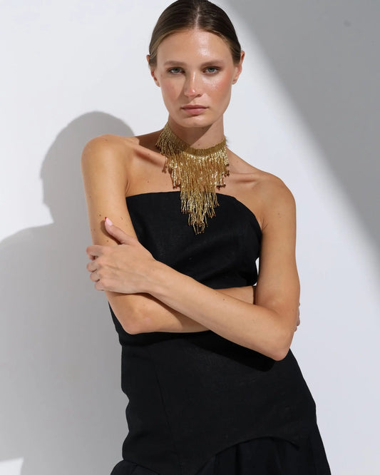 COLLAR ABALORIOS ORO Bybel