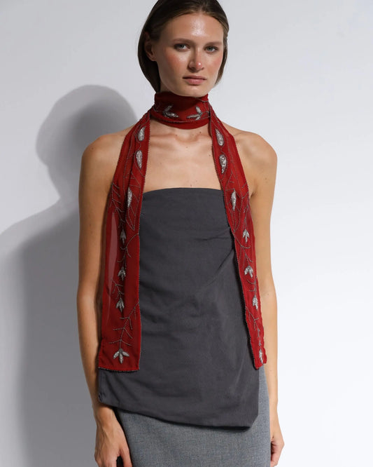 COLLAR BUFANDA BORDADO GRANATE Bybel