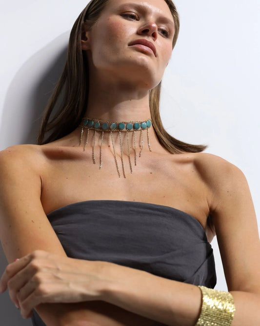 COLLAR CASCADA CIRCULOS VERDE Bybel