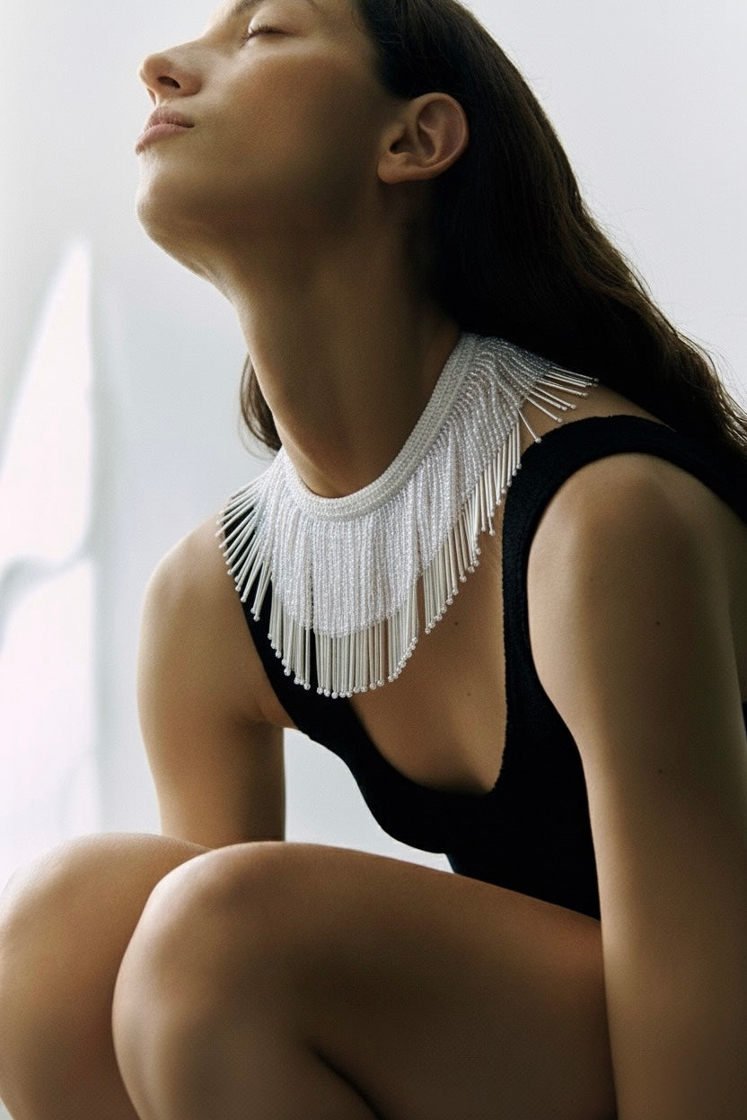 CHOKER I Abalorios Blanco