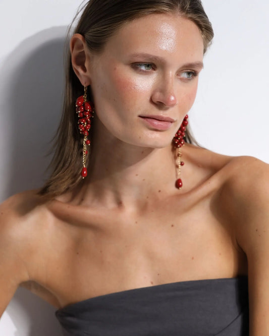 PENDIENTES GRANADA ROJOS Bybel