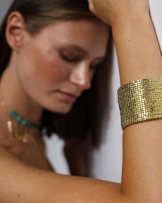 PULSERA ABALORIOS ORO Bybel-brand