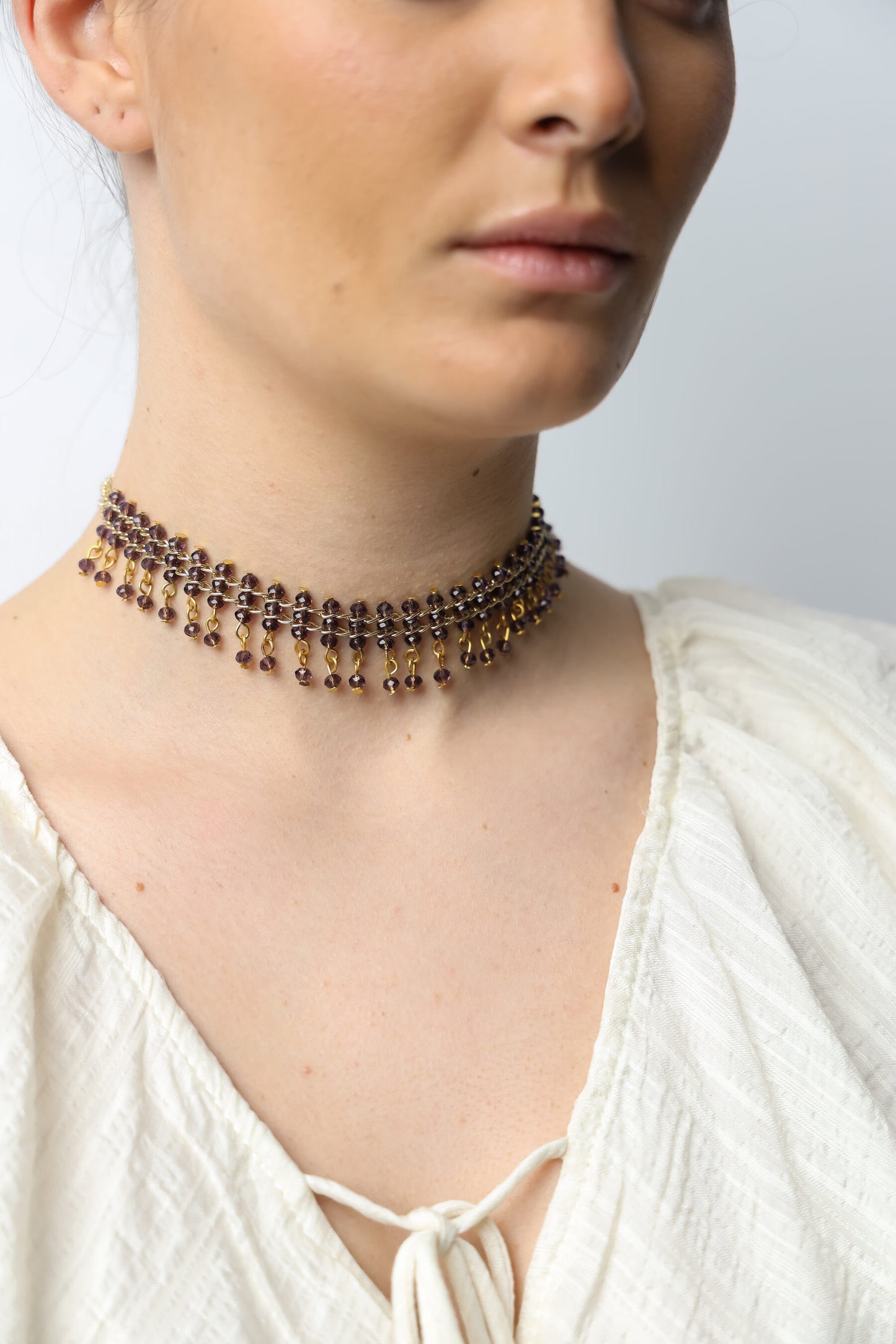 Choker Bolitas Morado