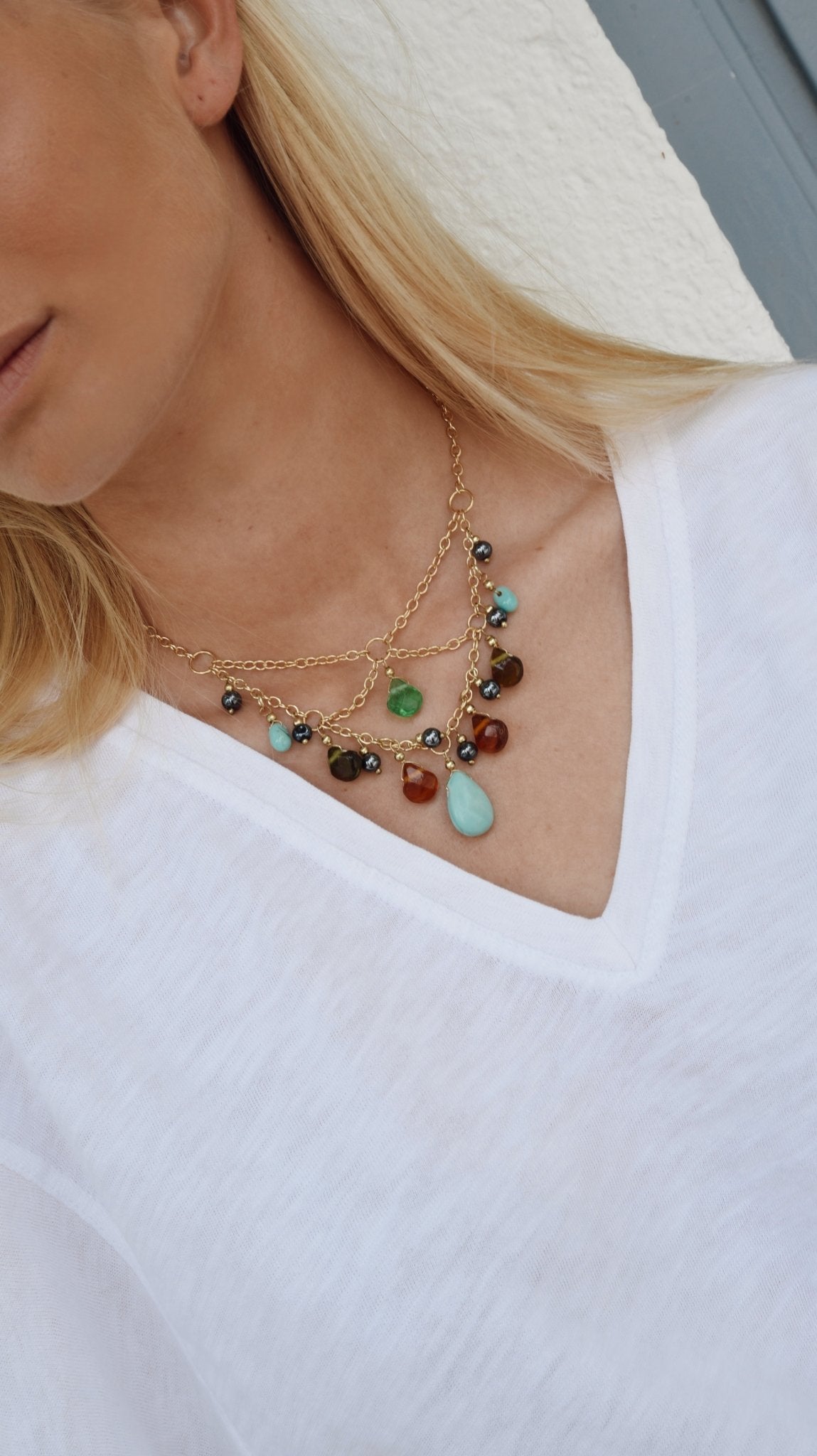 Collar Abalorios Turquesa - Bybel - brand