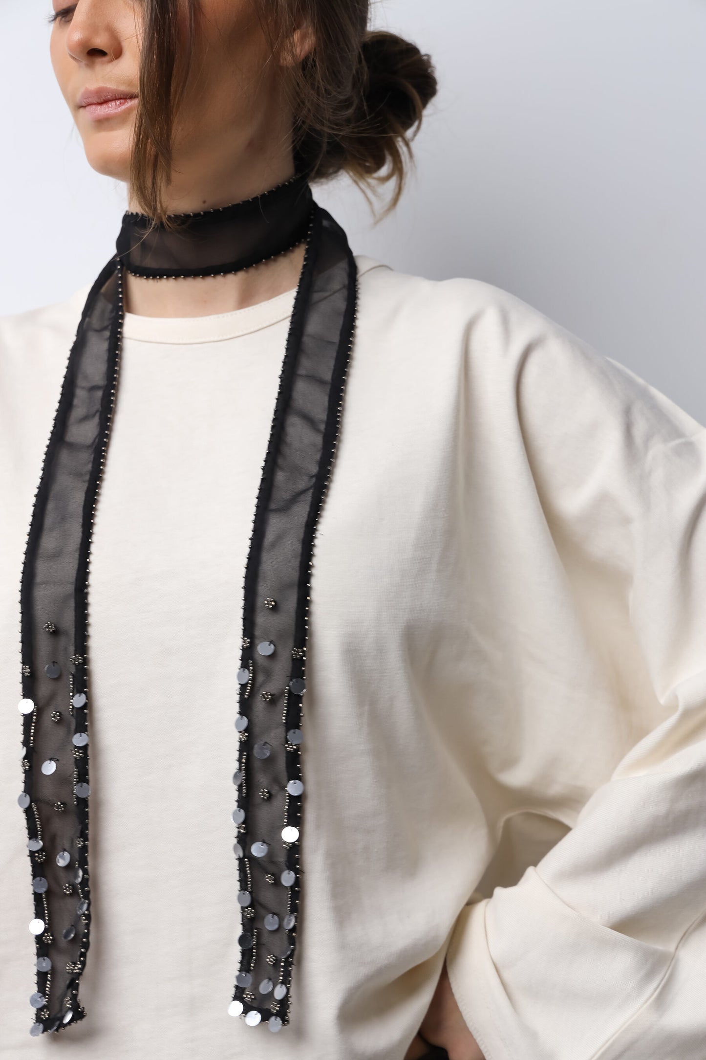 Collar Organza Espejos Negro