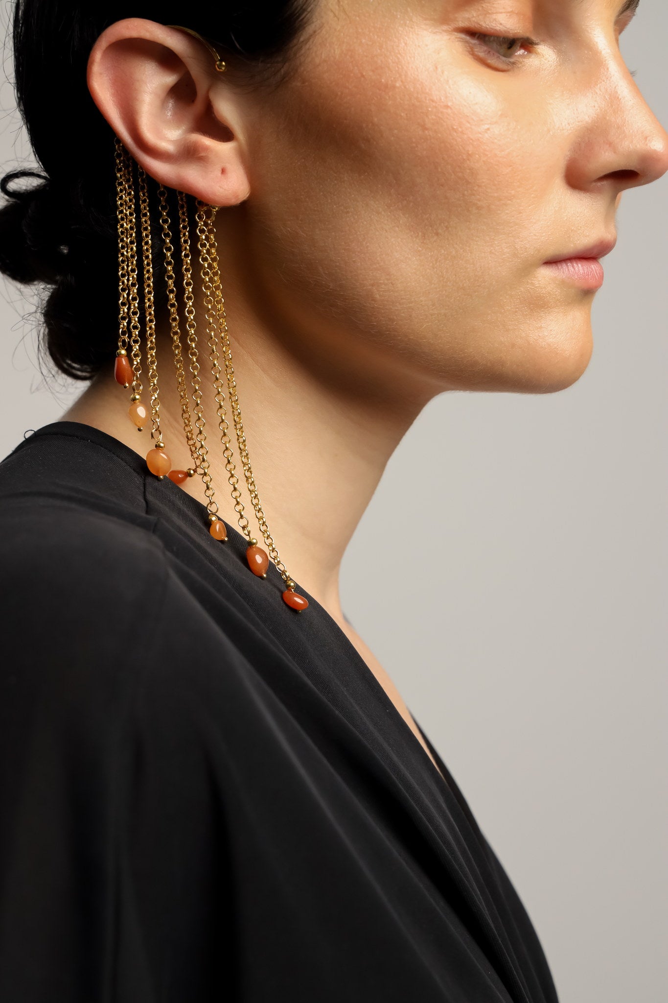Ear Cuff Cadenas Naranja