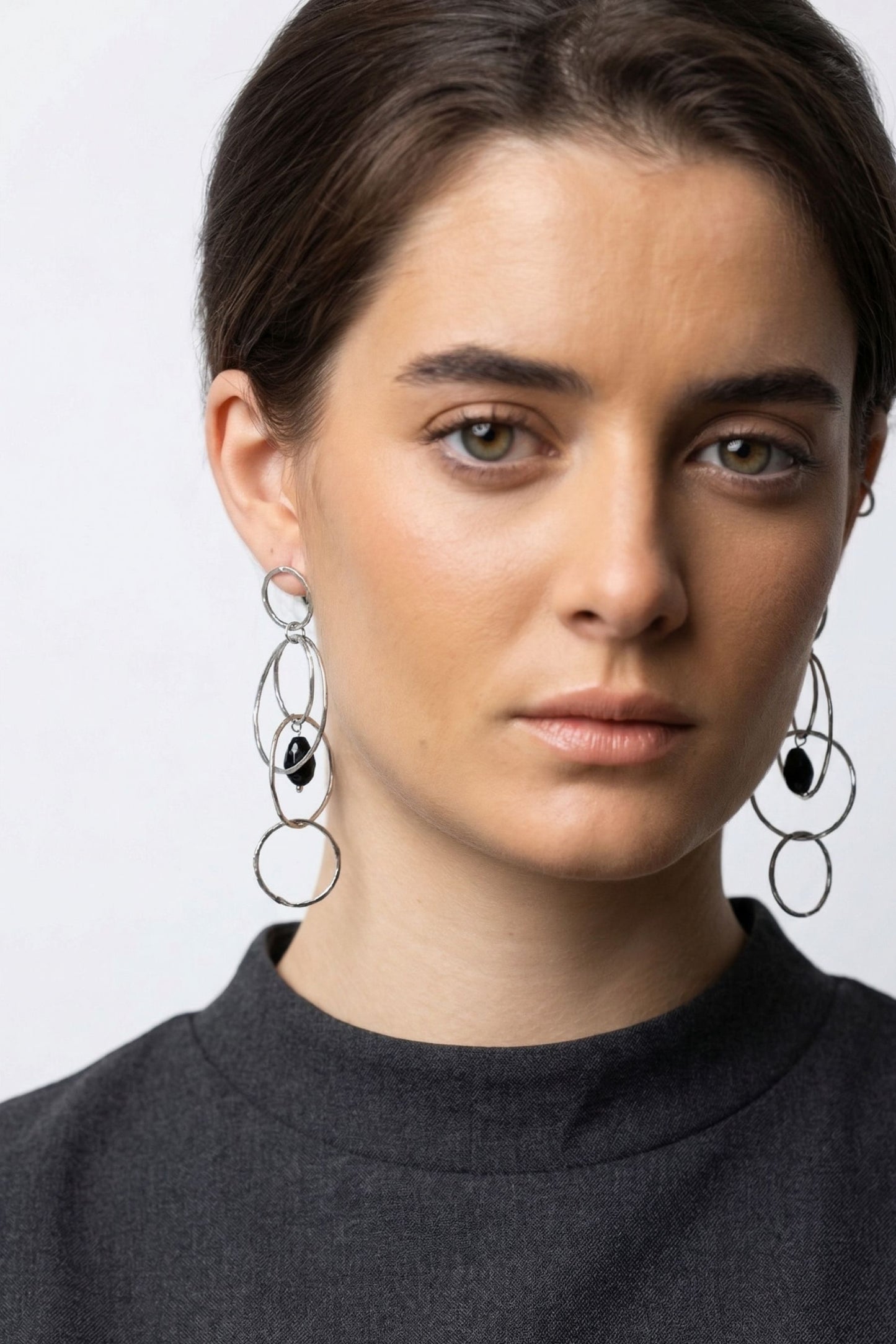 Pendientes Círculos Enlazados Plata