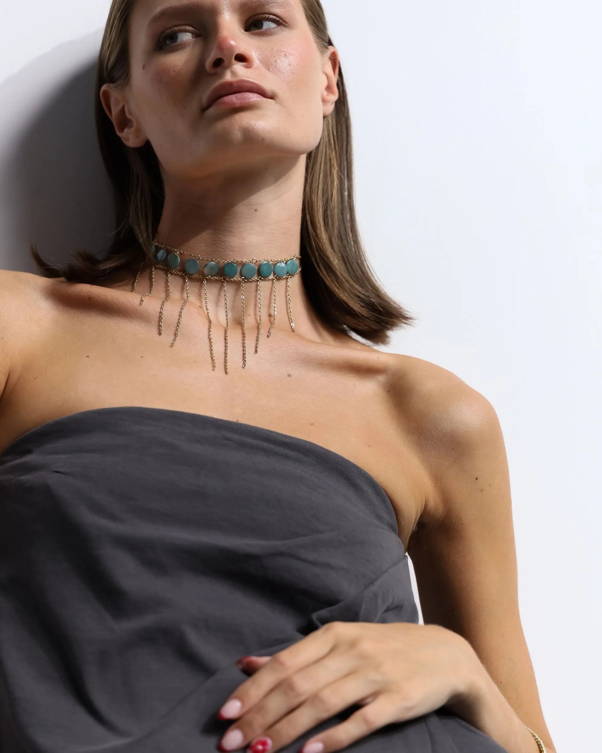 COLLAR CASCADA CIRCULOS VERDE Bybel