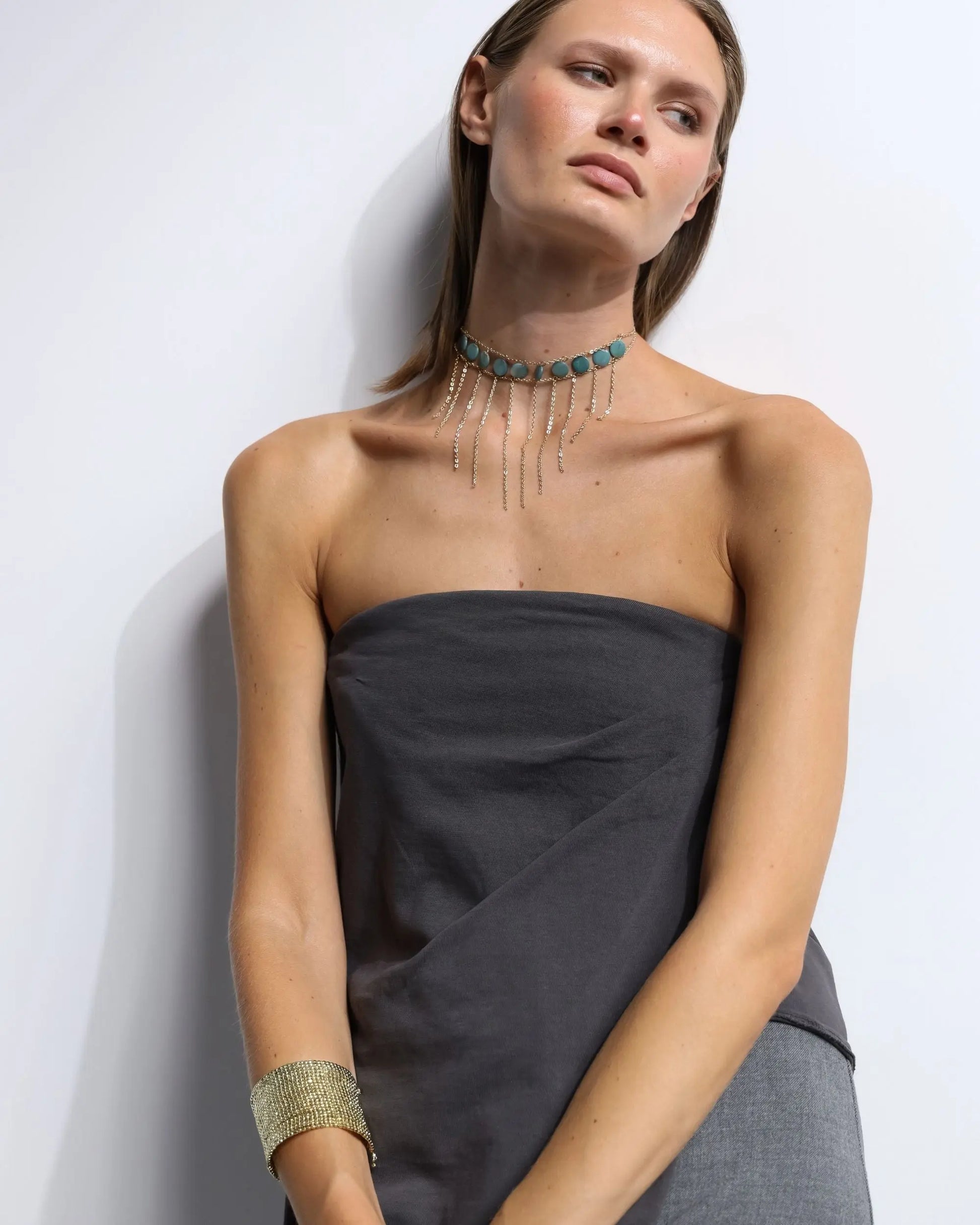 COLLAR CASCADA CIRCULOS VERDE Bybel