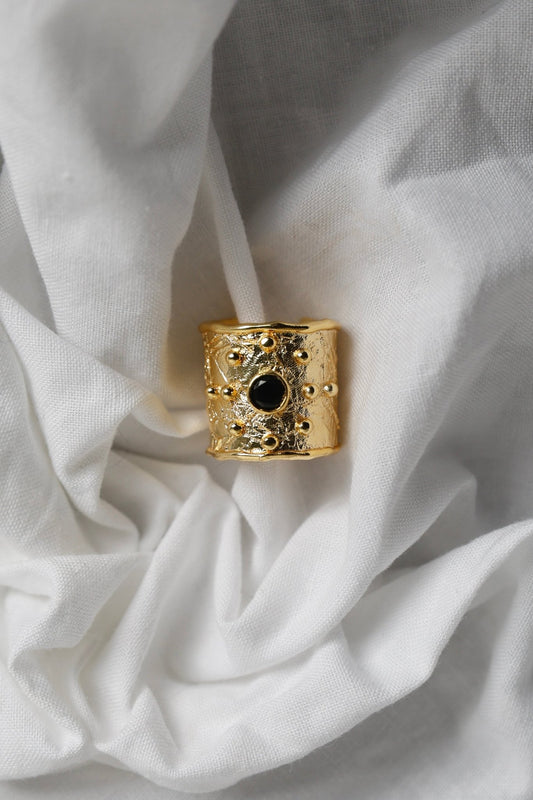 ANILLO SOL MOTAS NEGRO - Bybel - brand