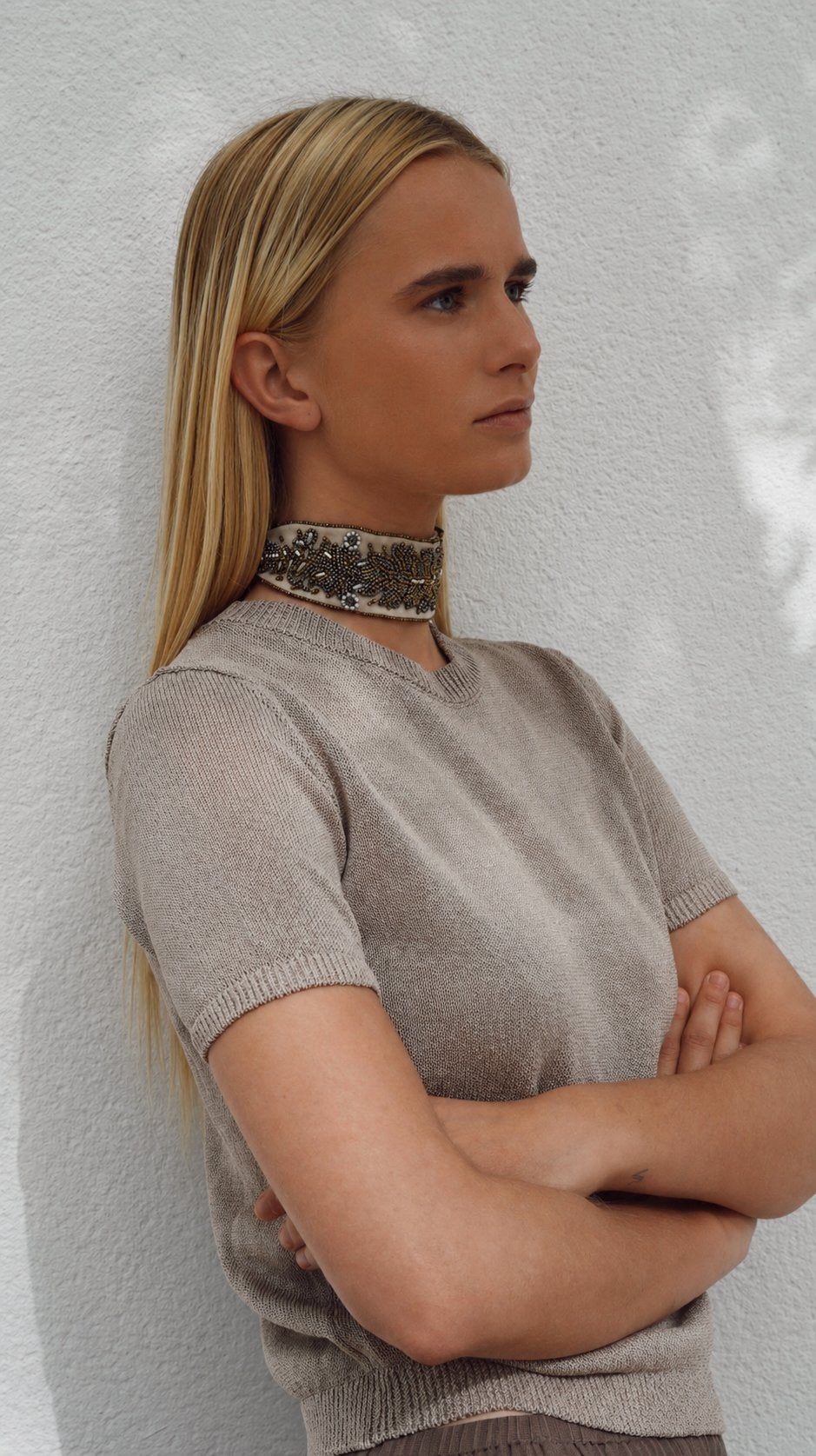 Choker Bordado Rosa Polvo - Bybel - brand