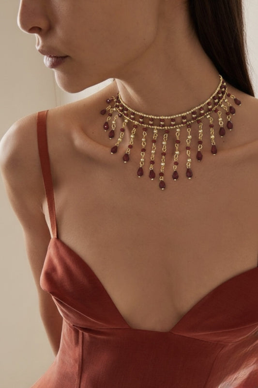 Choker Cascada rojo