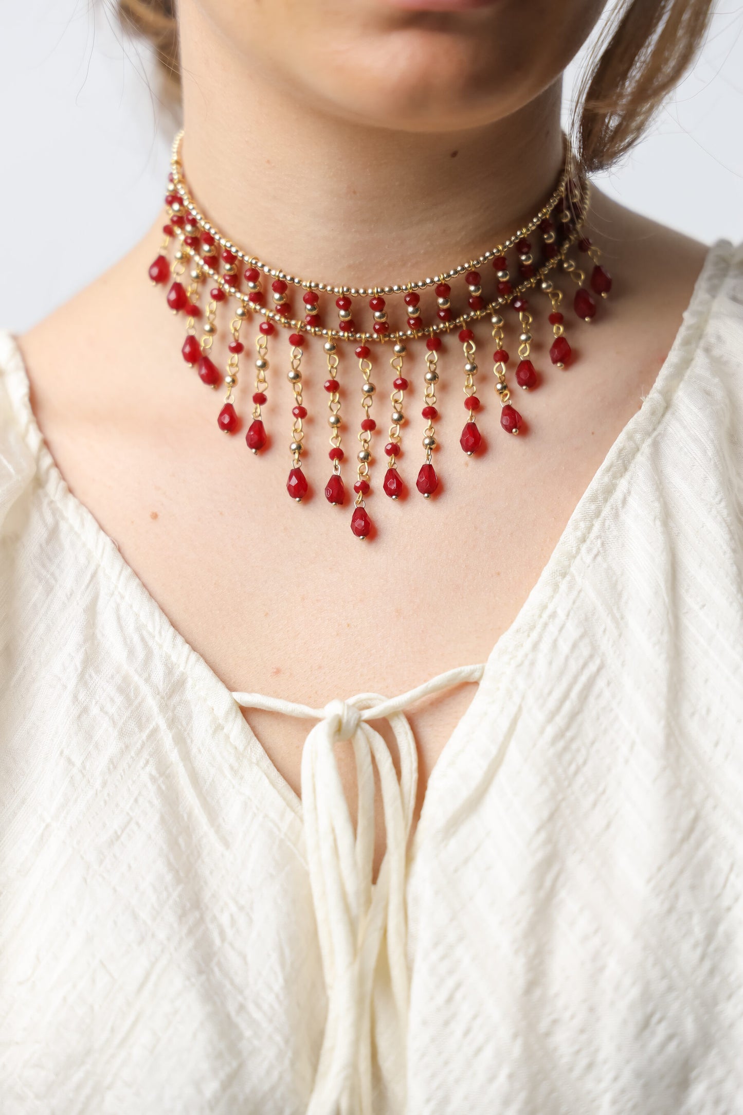Choker Cascada rojo