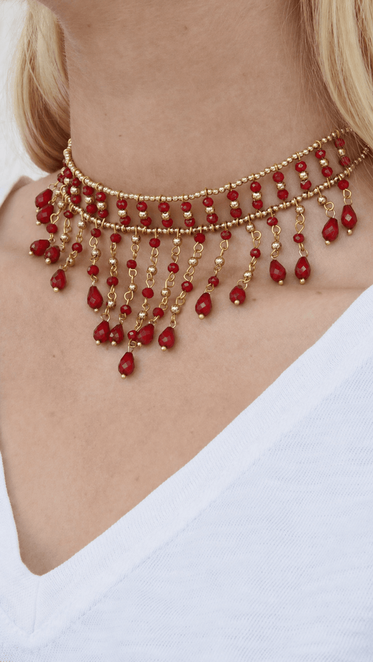Choker Cascada rojo - Bybel - brand