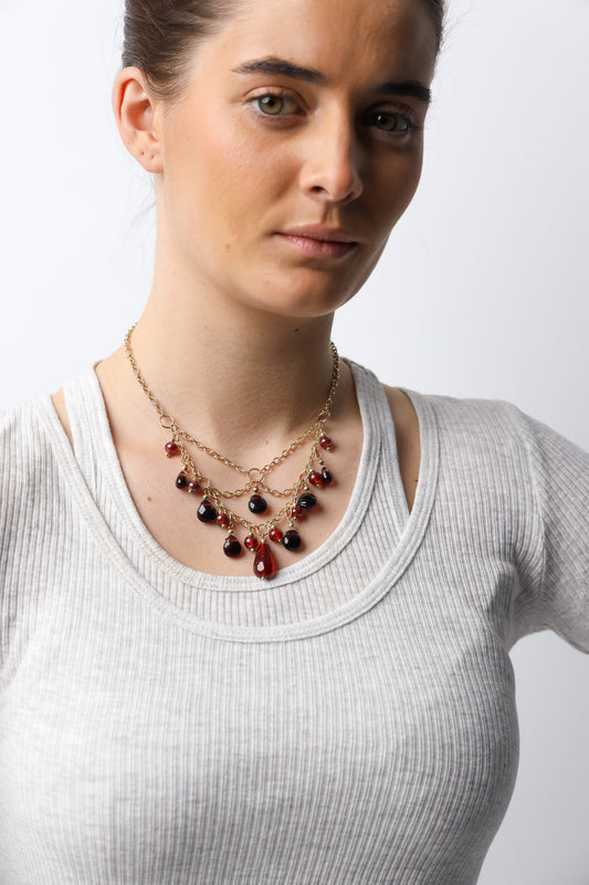 Collar Abalorios Granate