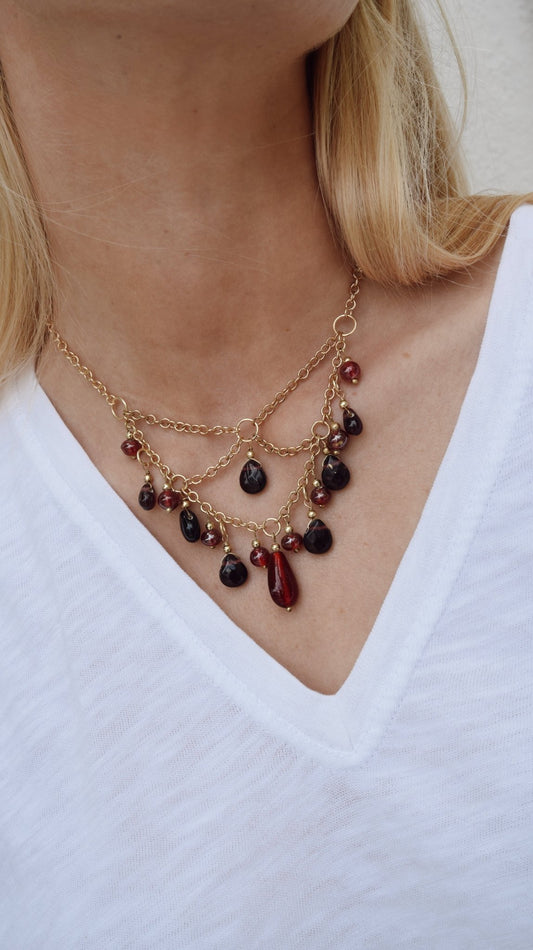 Collar Abalorios Granate - Bybel - brand