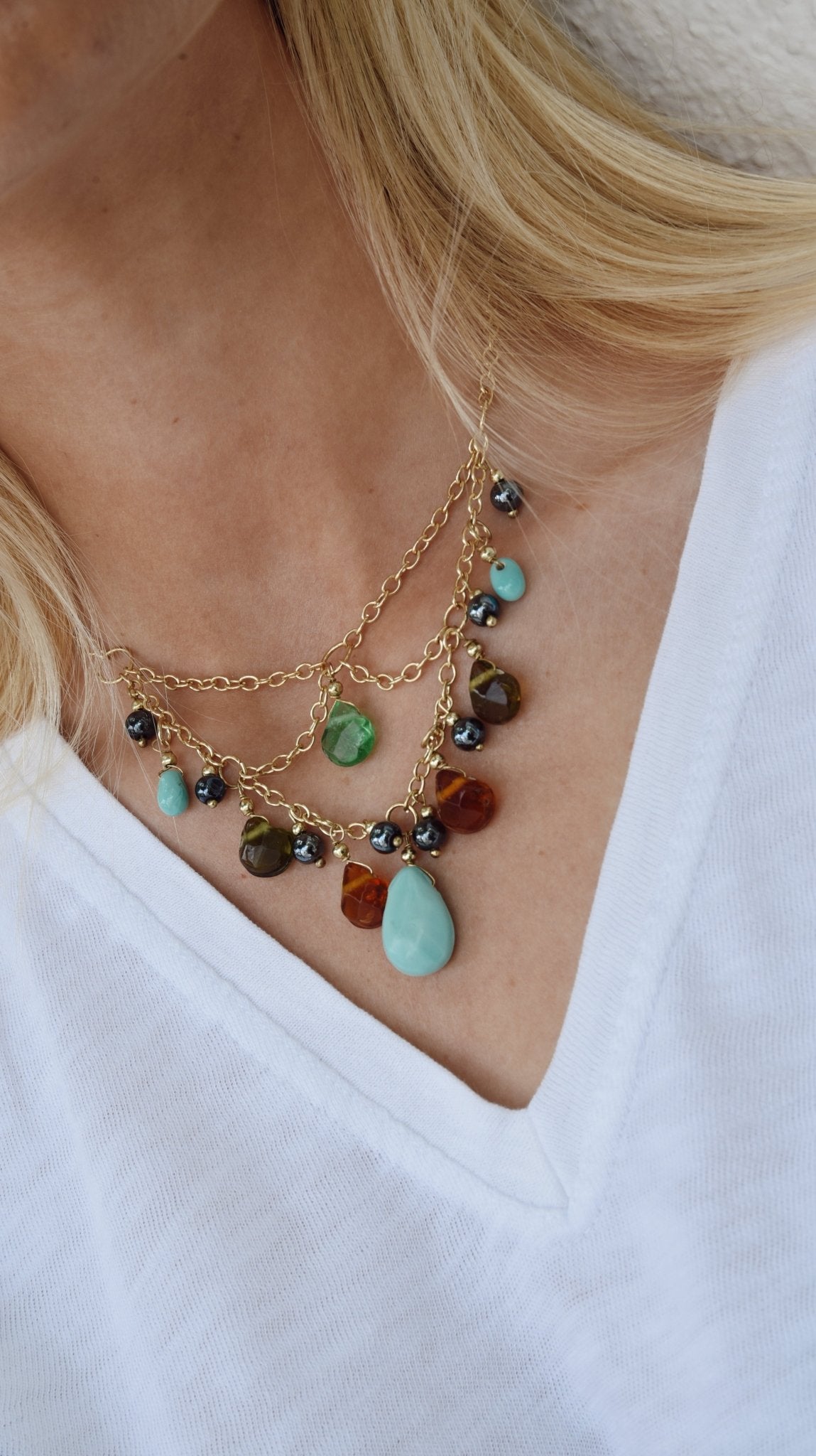 Collar Abalorios Turquesa - Bybel - brand