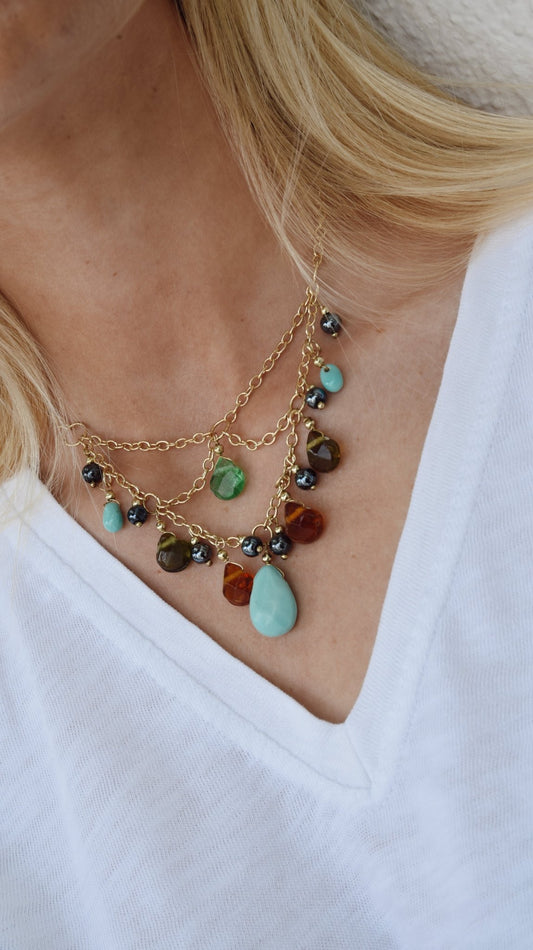 Collar Abalorios Turquesa - Bybel - brand