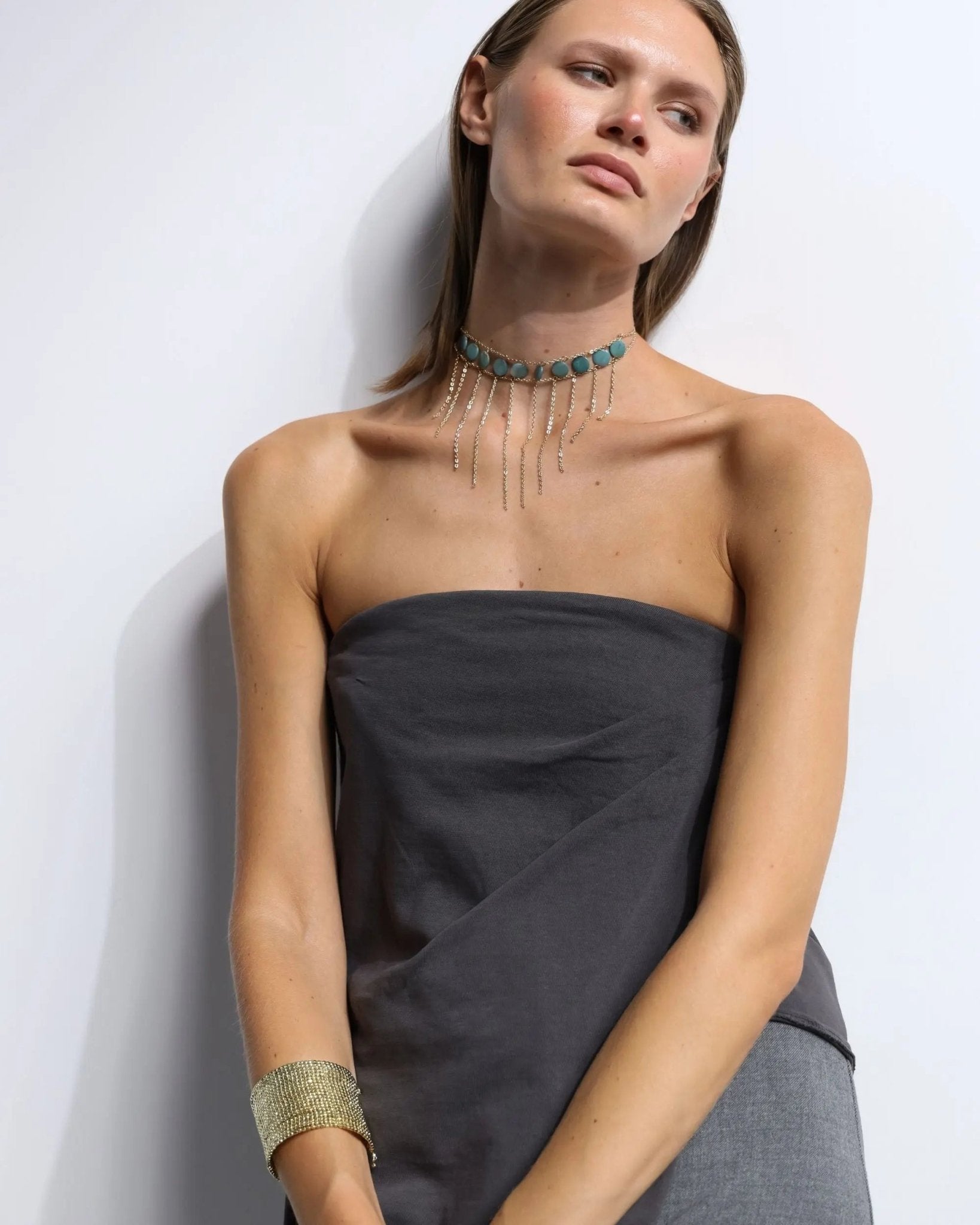 COLLAR CASCADA CIRCULOS VERDE - Bybel - brand