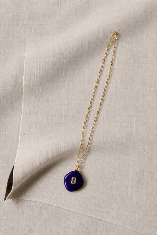 Collar Largo Piedra Morado