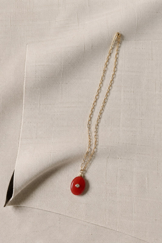 Collar Largo Piedra Rojo