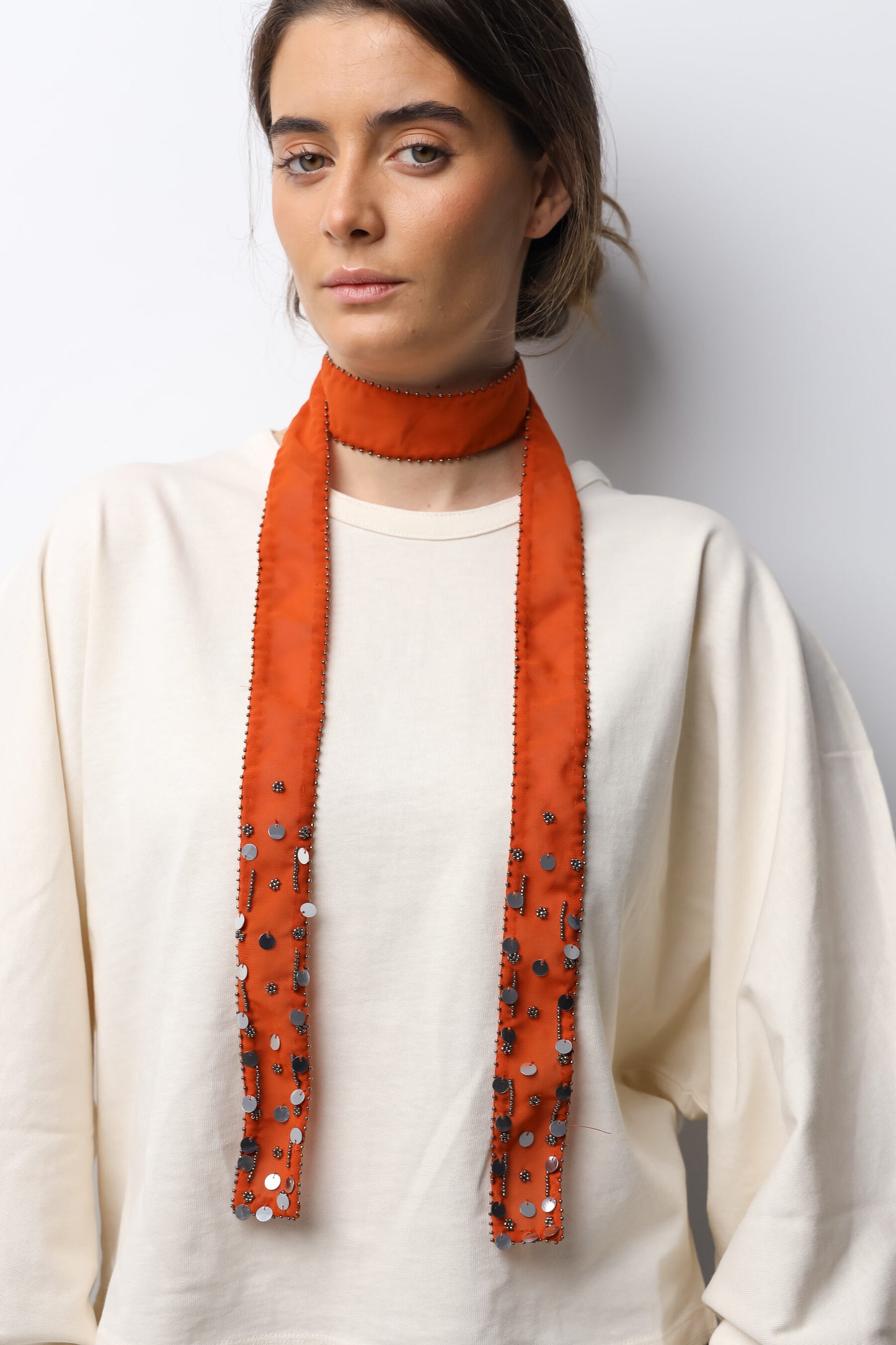 Collar Organza Espejos Naranja