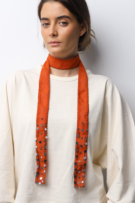 Collar Organza Espejos Naranja