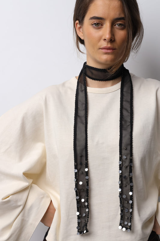 Collar Organza Espejos Negro