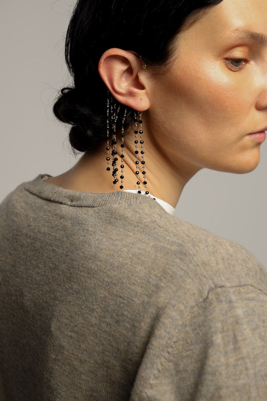 Ear Cuff Bolitas Negro