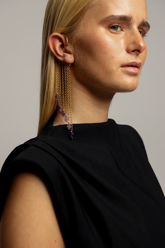 Ear Cuff Cadenas Morado