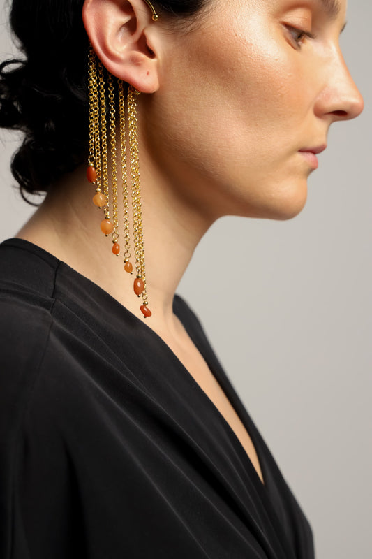 Ear Cuff Cadenas Naranja
