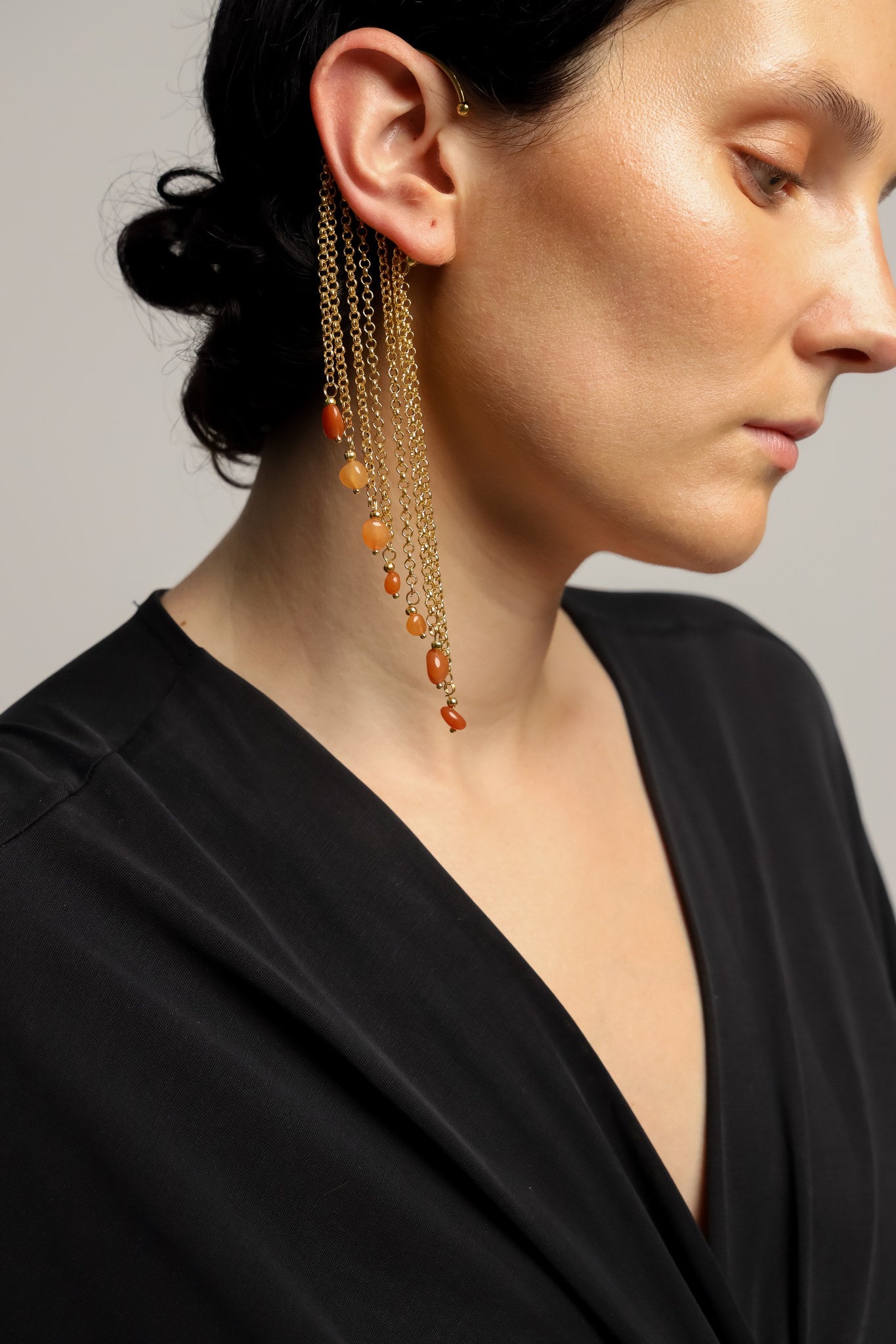 Ear Cuff Cadenas Naranja