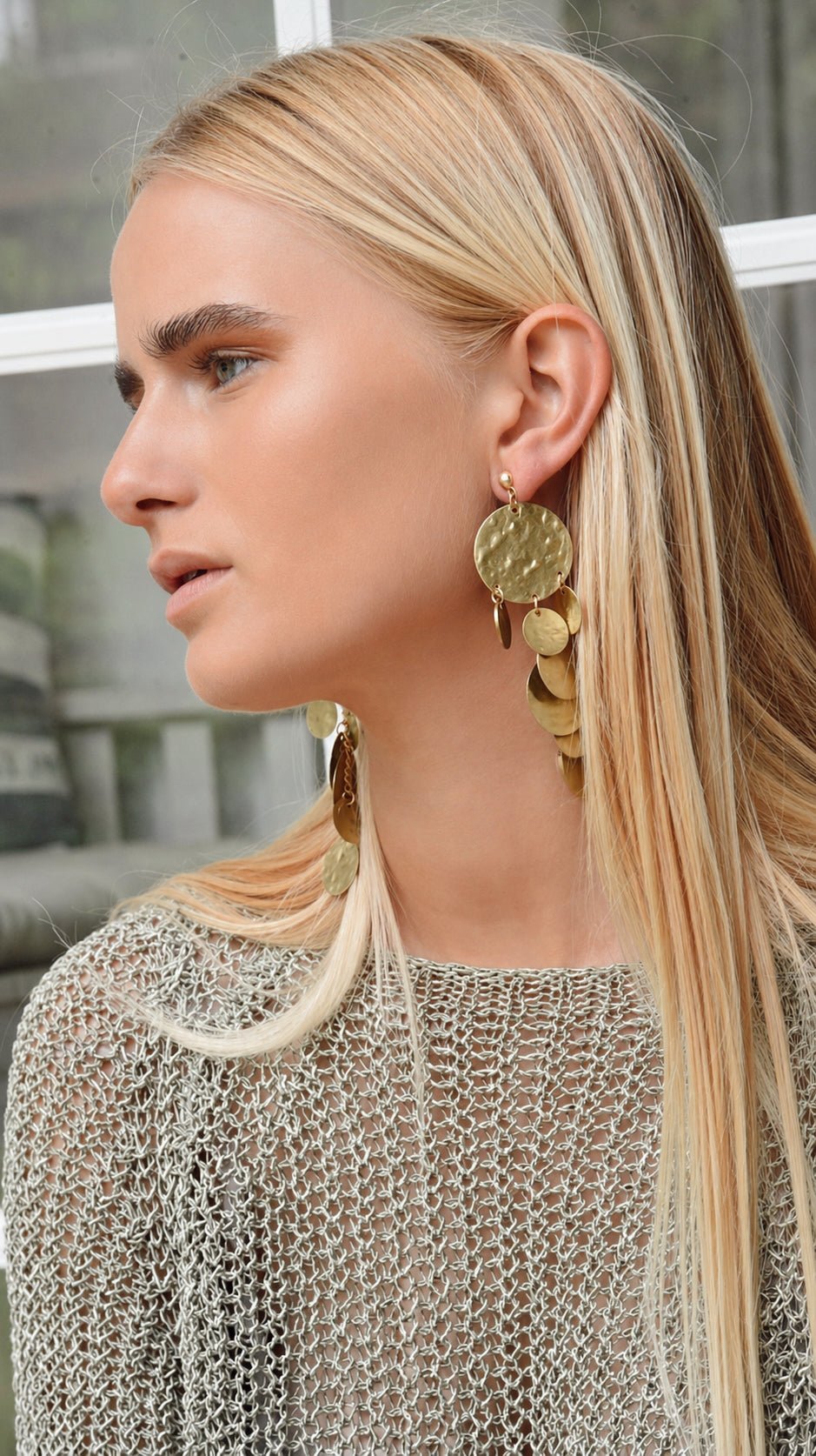 Pendientes Cascada Circulos Oro - Bybel - brand