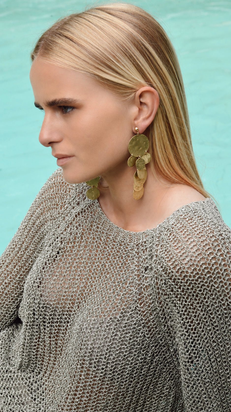 Pendientes Cascada Circulos Oro - Bybel - brand