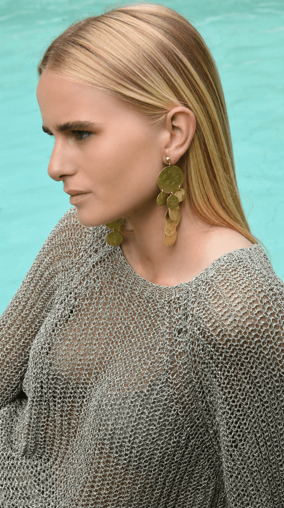 Pendientes Cascada Circulos Oro - Bybel - brand