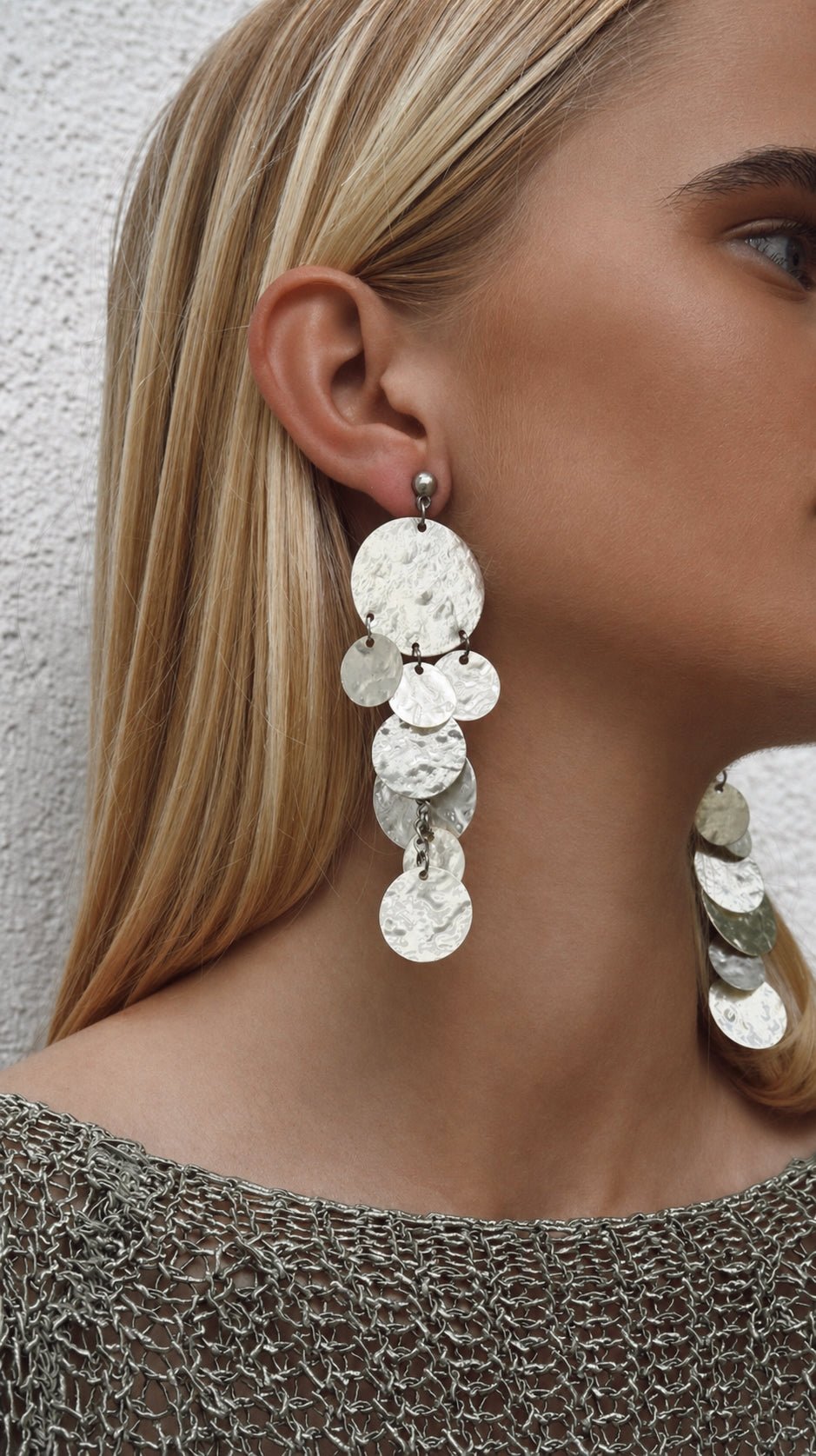 Pendientes Cascada Circulos Plata - Bybel - brand